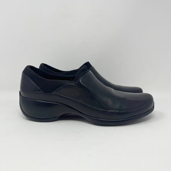 Merrell Spire Slip On Stretch Shoe Womens 10 Black Leather Comfort Wedge - Picture 2 of 8